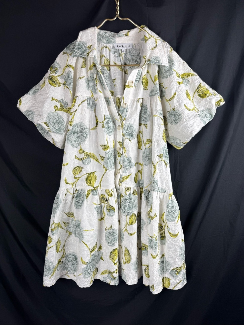 Anthropologie En Saison Mallory Shirt Dress Sz S Oversized Babydoll Coastal - Picture 6 of 12